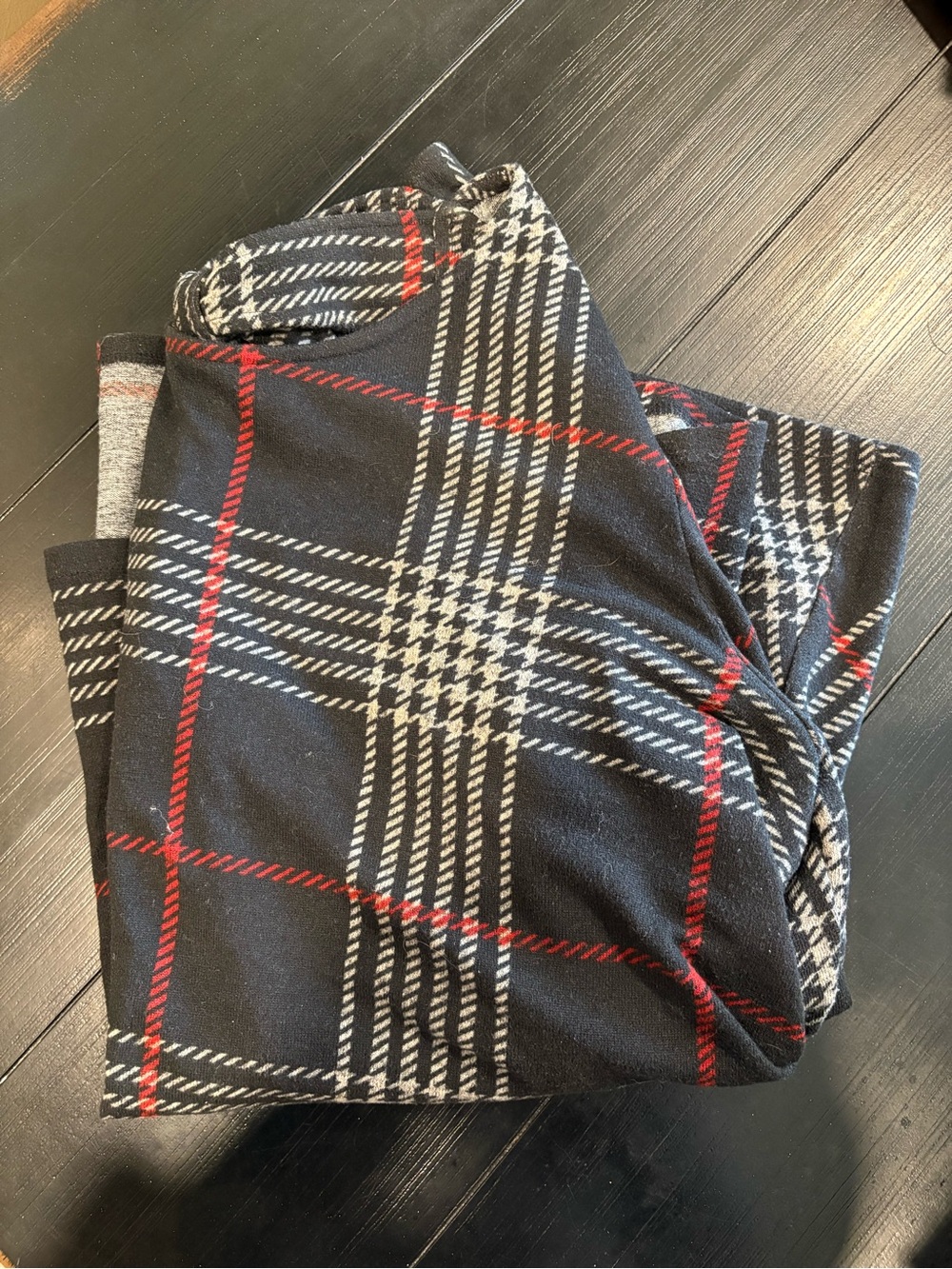 Black Plaid Leggings with Red & Cream Windowpane Pattern